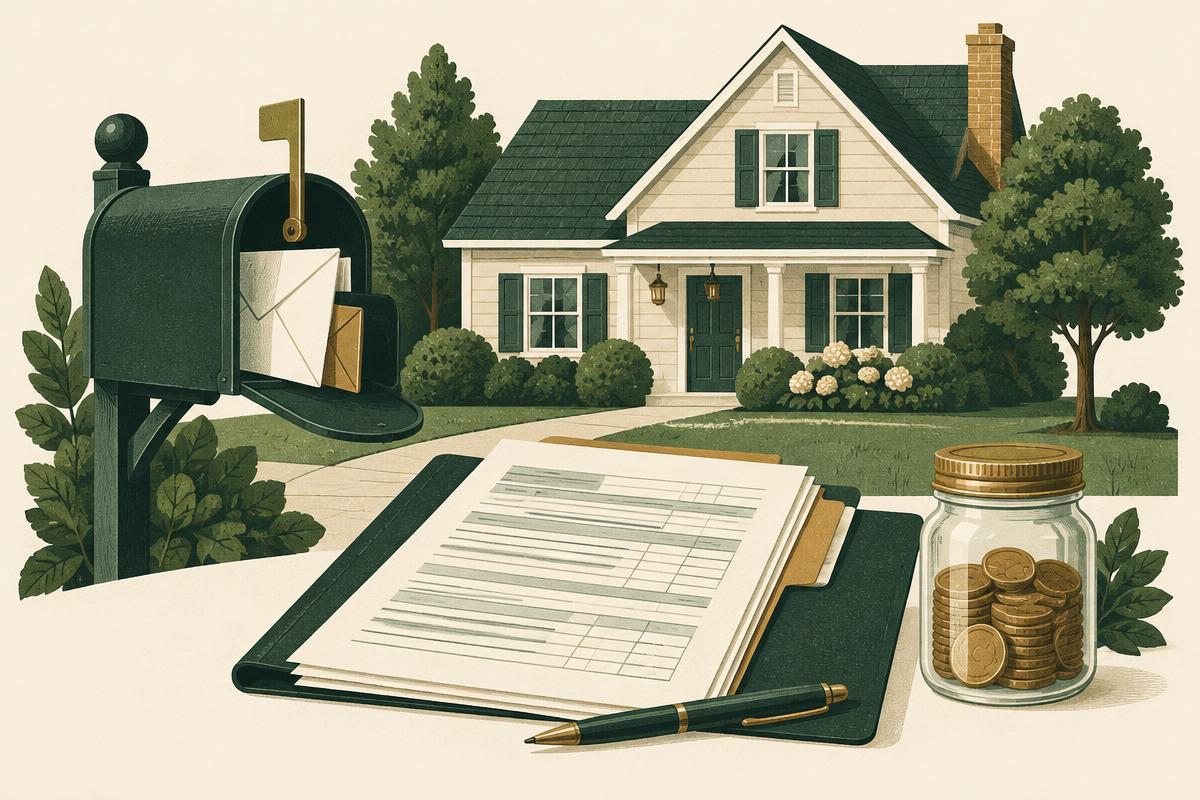 Everyday United States scene with tax paperwork